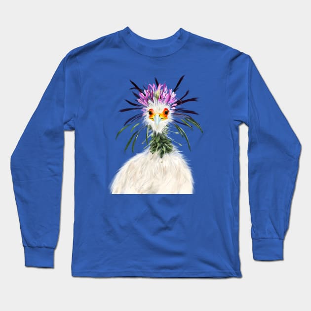 Secretary Bird + Spiny Spider Flower Long Sleeve T-Shirt by mkeeley